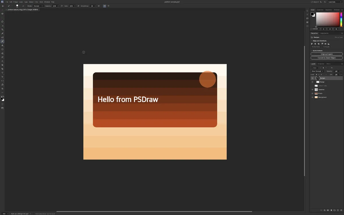 Our hands-on ArtCraft review: PhotoCraft v0.7.0 web build opening a six-layer PSD with a text layer