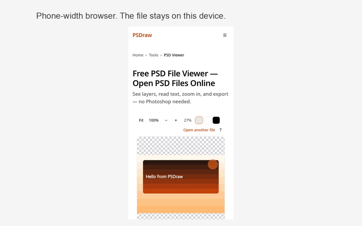 How to view psd files on a phone in the mobile browser