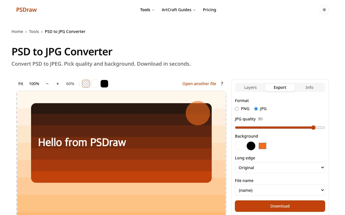 Step 2: set quality before a PSD to JPEG export