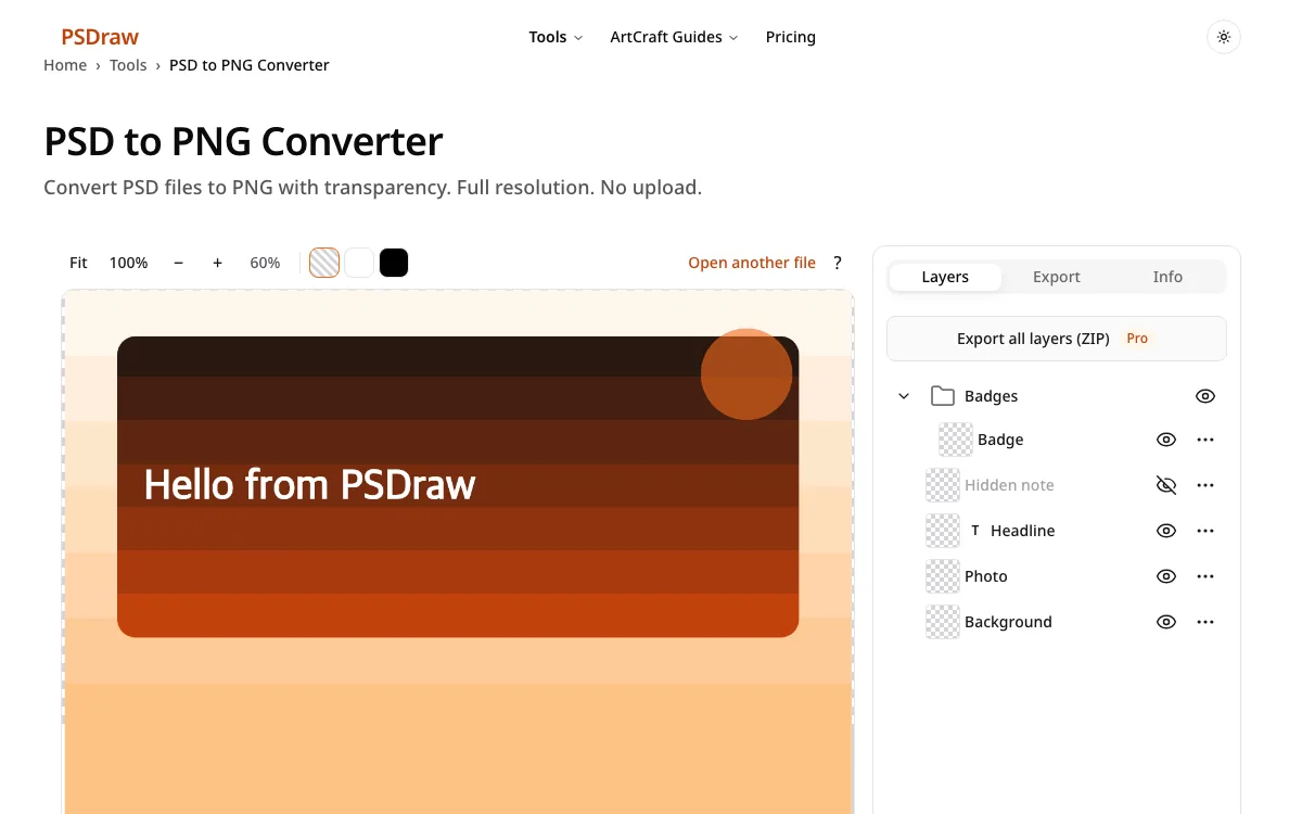 Step 2: preview layers before you convert PSD to PNG